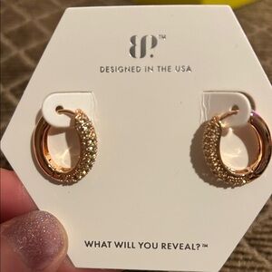 Rose Gold Hoop Earrings with Peridot Accents